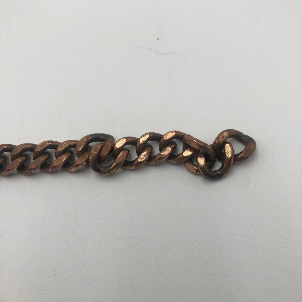Vintage Heavy Large Solid Copper Chain Link Bracelet‎ Fold Clasp 9